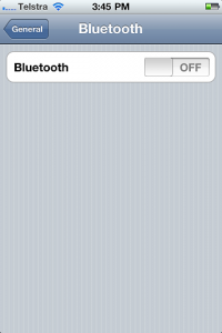 iPhone Bluetooth Menu