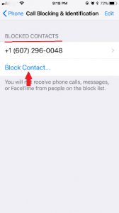 Block a caller in Contact