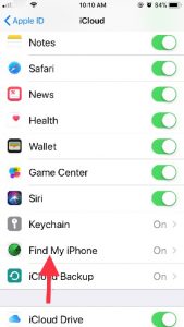 Click On iCloud settings
