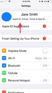 Tap on your Apple ID