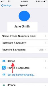 Tap on iCloud