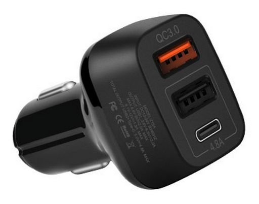 3 In 1 Car Charger With Quick Charge 3.0 USB And Type-C 
