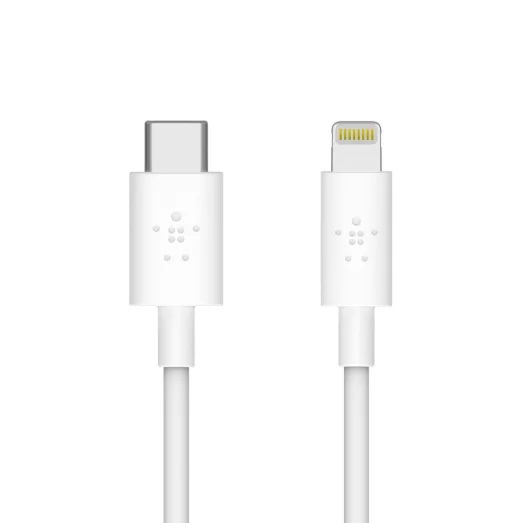 Belkin BOOSTCHARGE USB-C Cable with Lightning Connector White