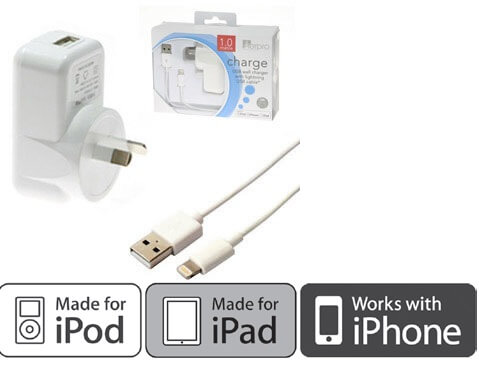 AC Charger MFI Apple Lightning 2.1 Amp 10W White
