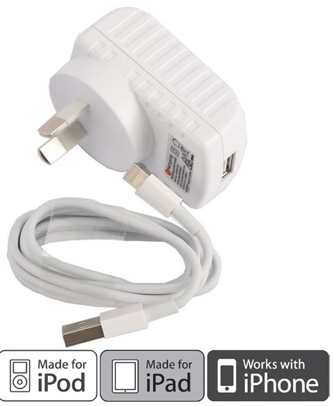 AC Charger MFI Apple Lightning 2.4 Amp 12W White