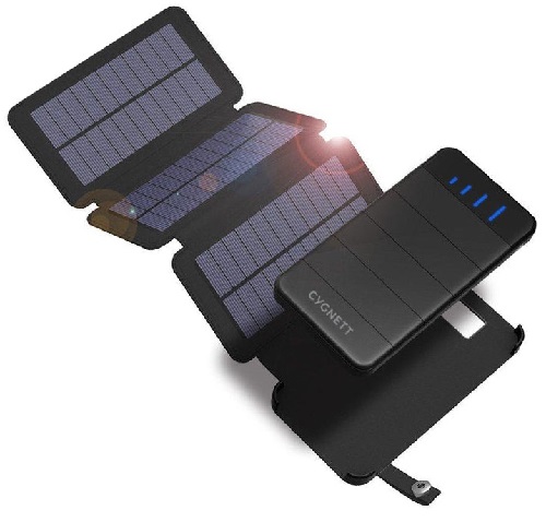 Cygnett ChargeUp Explorer 8KmAh Power Bank with Solar Panels Black