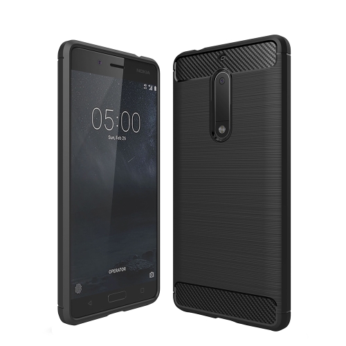 Nokia 5 Brushed Carbon Fibre Texture TPU Protective Case Black