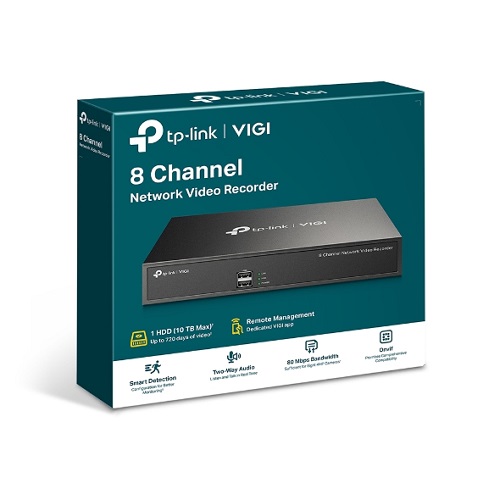 TP-Link VIGI NVR1008H 8 Channel Network Video Recorder, 24/7 Continuous Recording, Up To 10TB (HDD Not Included), 4 Ch Playback, Up To 5MP (1-Ch)