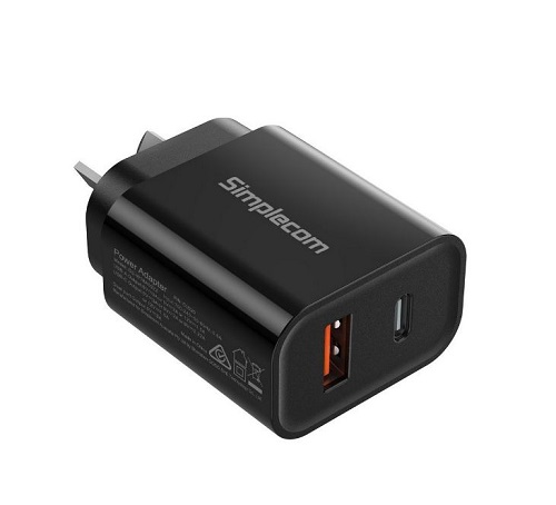 Simplecom Dual Port PD 20W Fast Wall Charger USB-C And USB-A